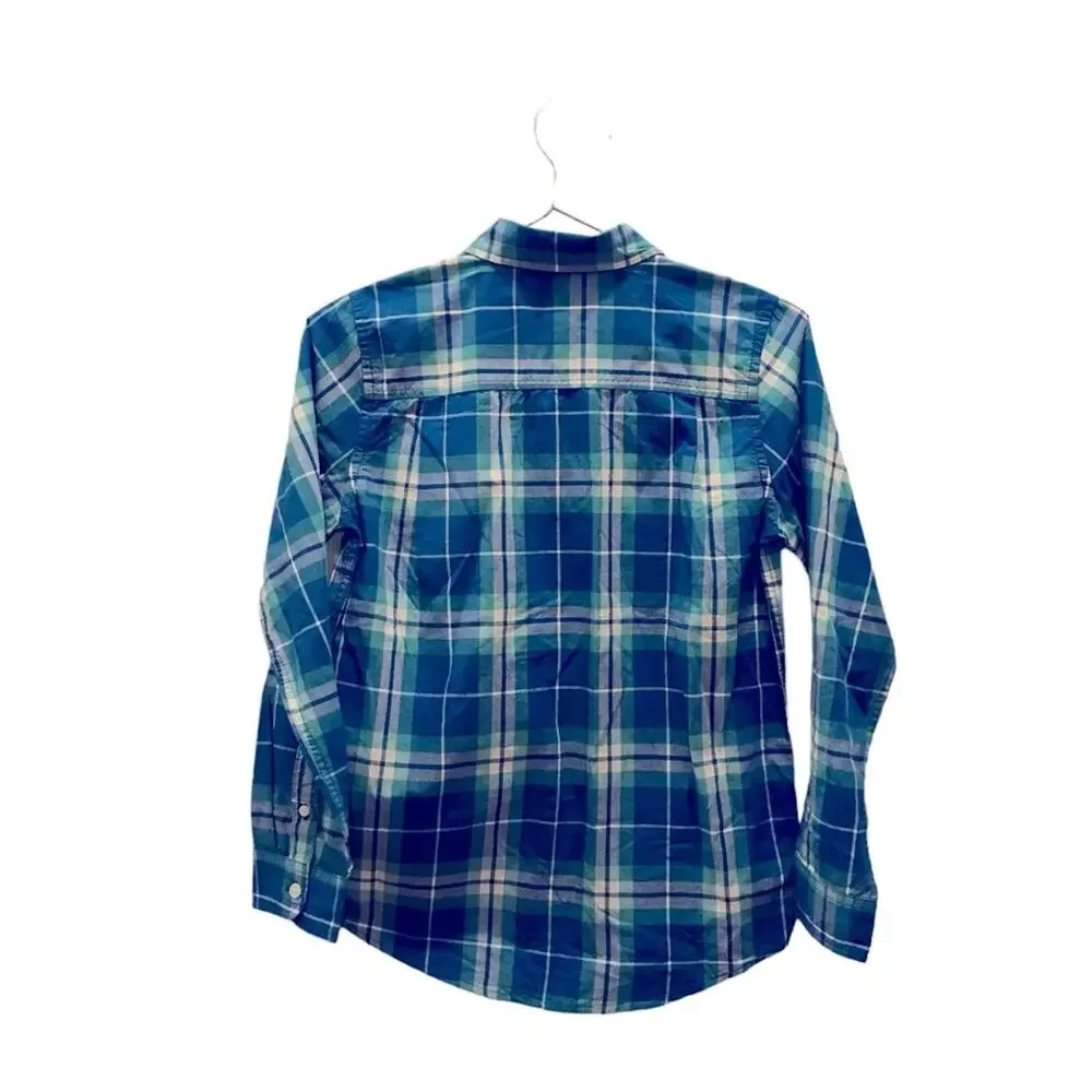 Children’s place cotton long sleeve blue plaid button up new with tag